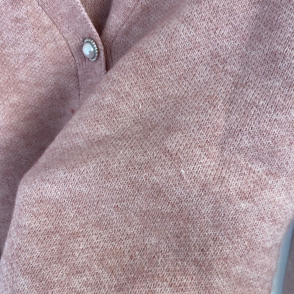 Celebrity Pink Pale Mauve V-Neck Faux Pearl Button Cardigan Sweater XXXL - Picture 7 of 12